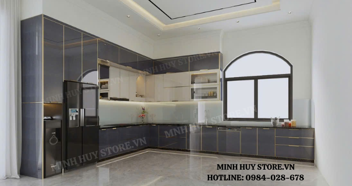 Tủ Bếp Inox Cánh Kính