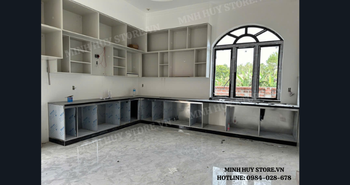 Tủ Bếp Inox Cánh Kính