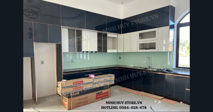 Tủ Bếp Inox Cánh Kính