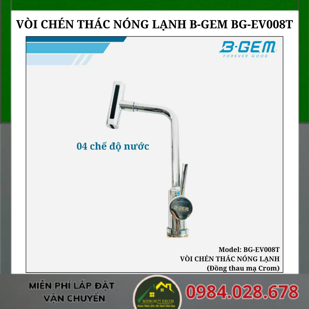 Vòi Chén Thác Nóng Lạnh B-GEM BG-EV008T