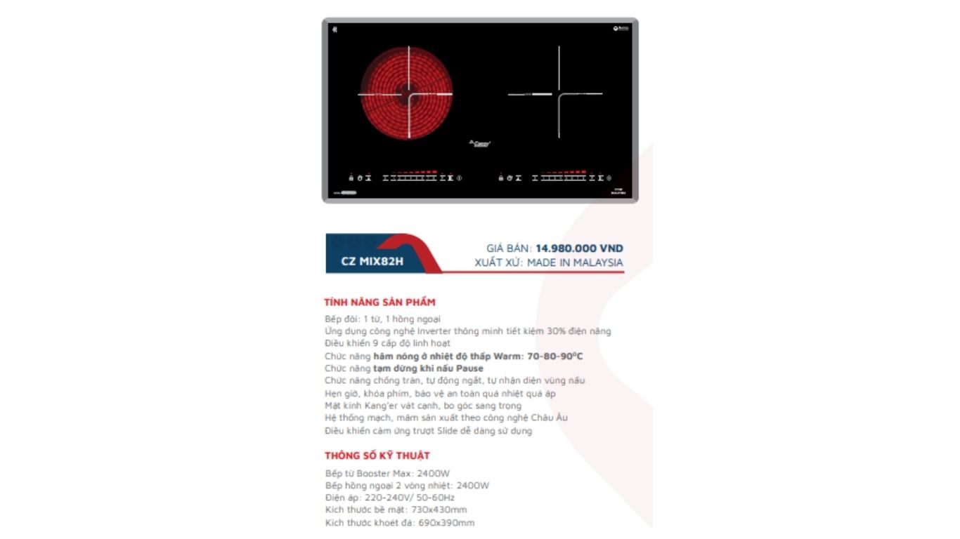 Bếp điện từ Canzy CZ-MIX82H