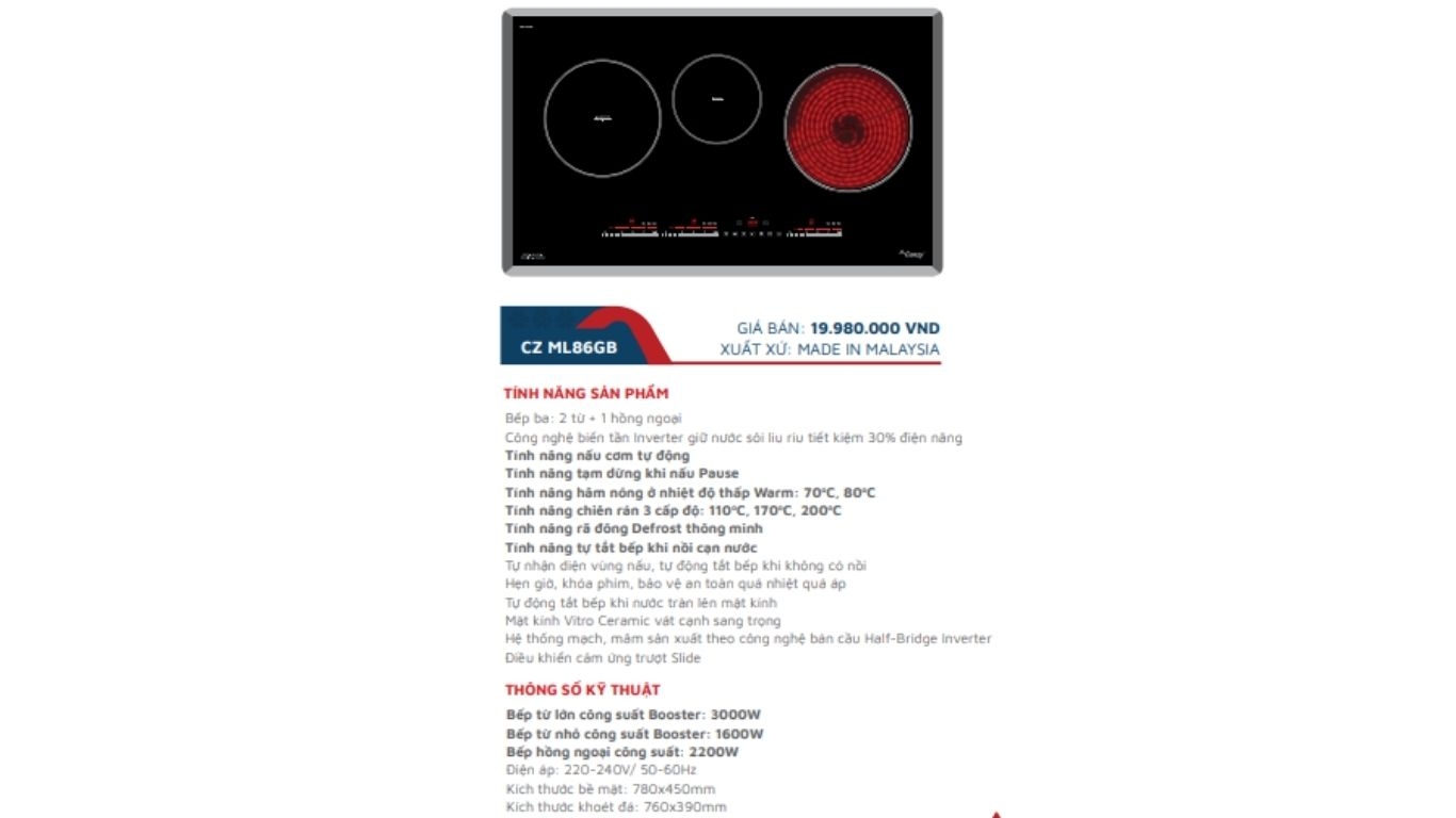 Bếp điện từ CANZY CZ ML86GB