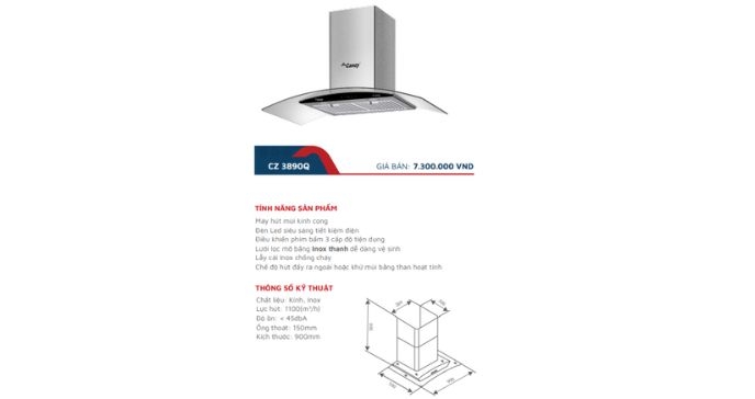 Máy Hút Mùi Canzy CZ 3890Q