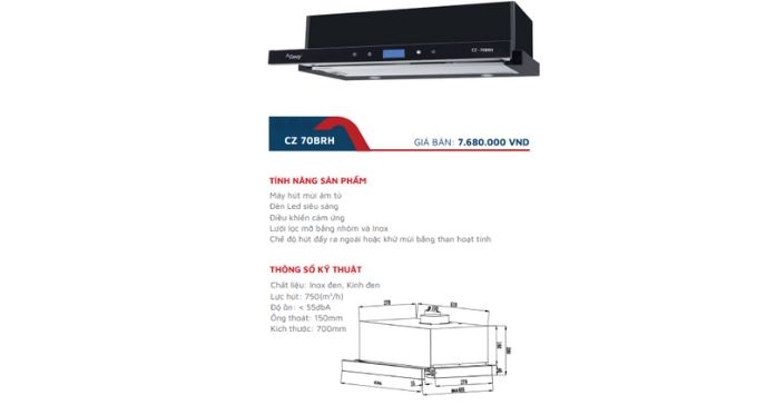 Máy Hút Mùi Canzy CZ 70BRH