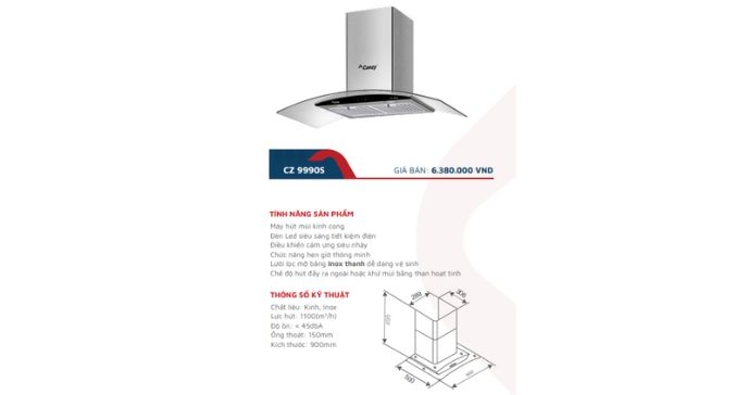 Máy Hút Mùi Canzy CZ 9990S