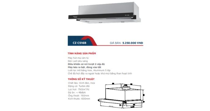 Máy Hút Mùi Canzy CZ-C516B