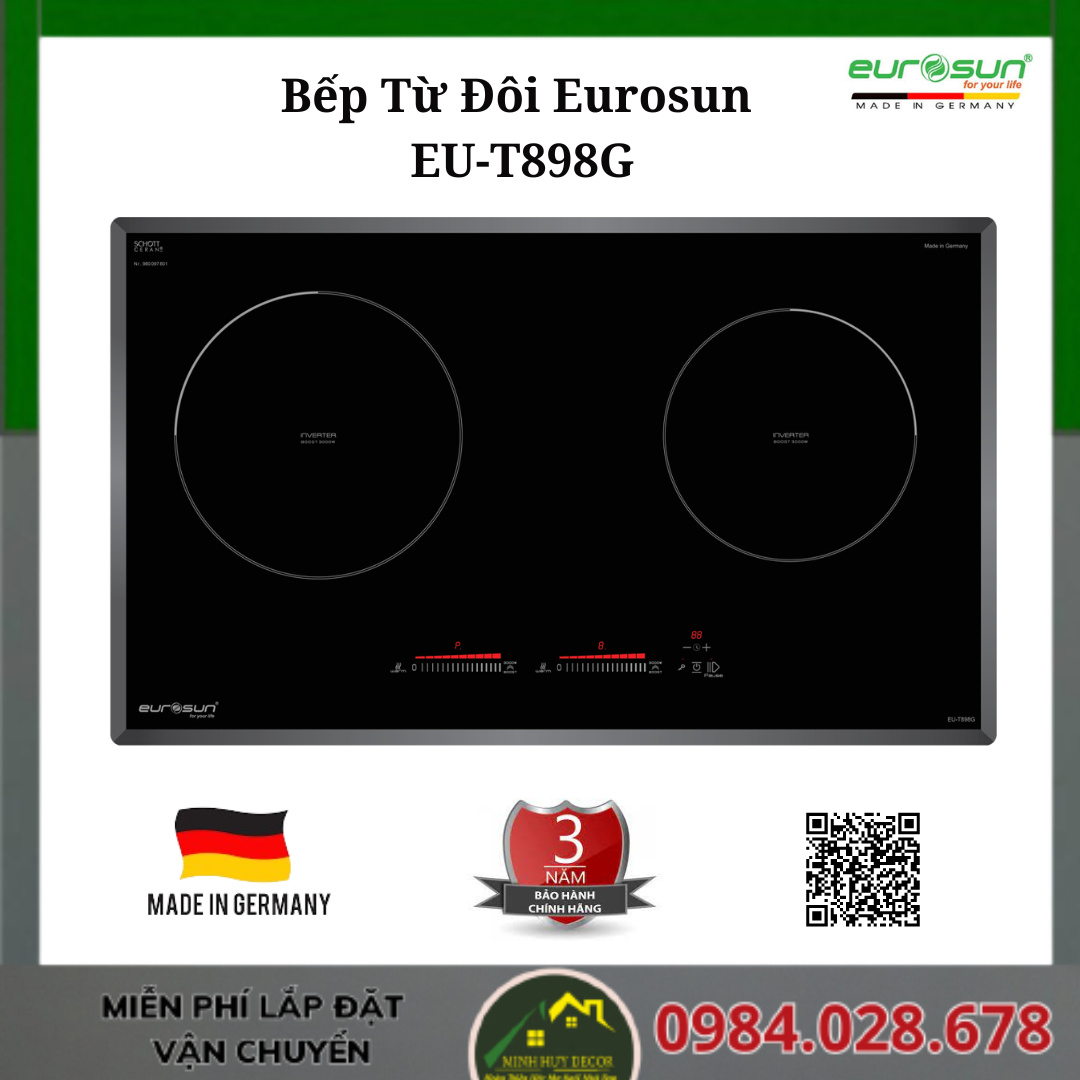 Bếp Từ 2 Vùng Nấu Eurosun EU-T898G- Made in Germany