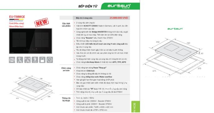 Bếp từ Eurosun EU-T888GE
