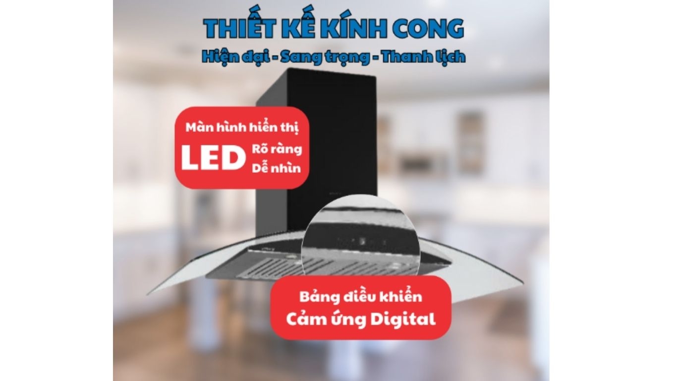 Máy hút mùi kính cong GrandX GX H70C55B