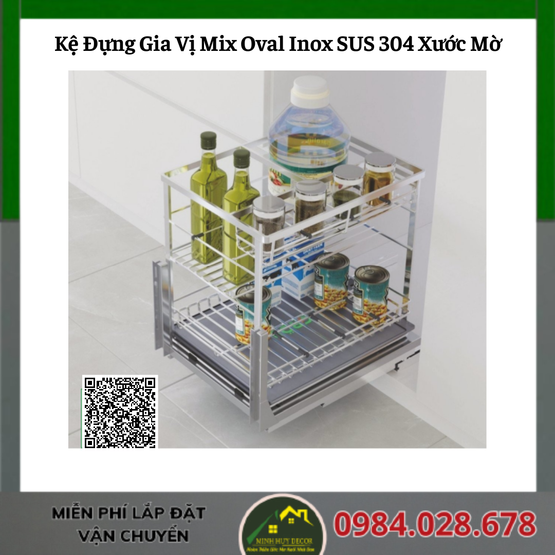 Kệ Đựng Gia Vị Mix Oval Inox SUS 304 Xước Mờ