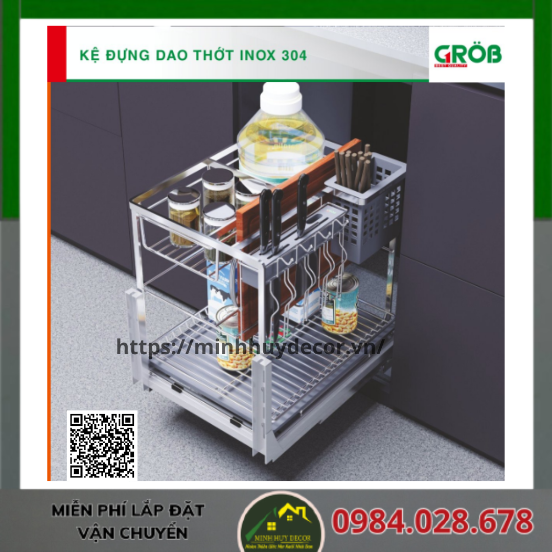 kệ đựng dao thớt nan dẹt, inox xước mờ sus304