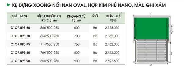 Kệ đựng xoang nồi hợp kim phủ nano