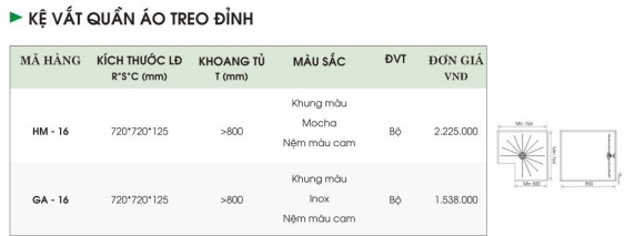 Kệ Vắt quần áo treo đỉnh GA-16 HM-16