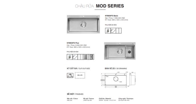 Chậu rửa bát Kluger KF8850FS Plus