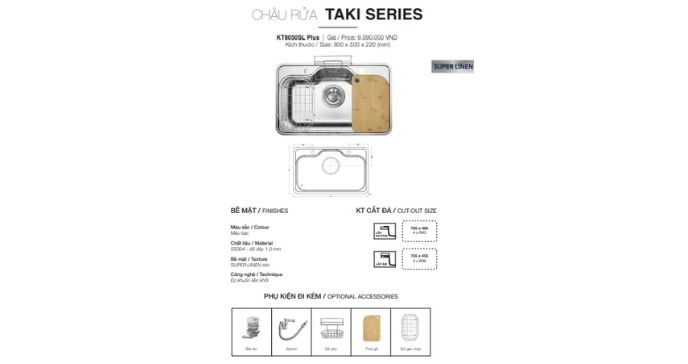 Chậu rửa bát Kluger KT8050SL Plus