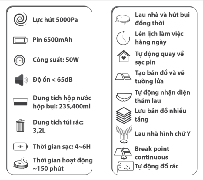 Robot hút bụi lau nhà Hubert HB S68 PLUS (Serie 2)