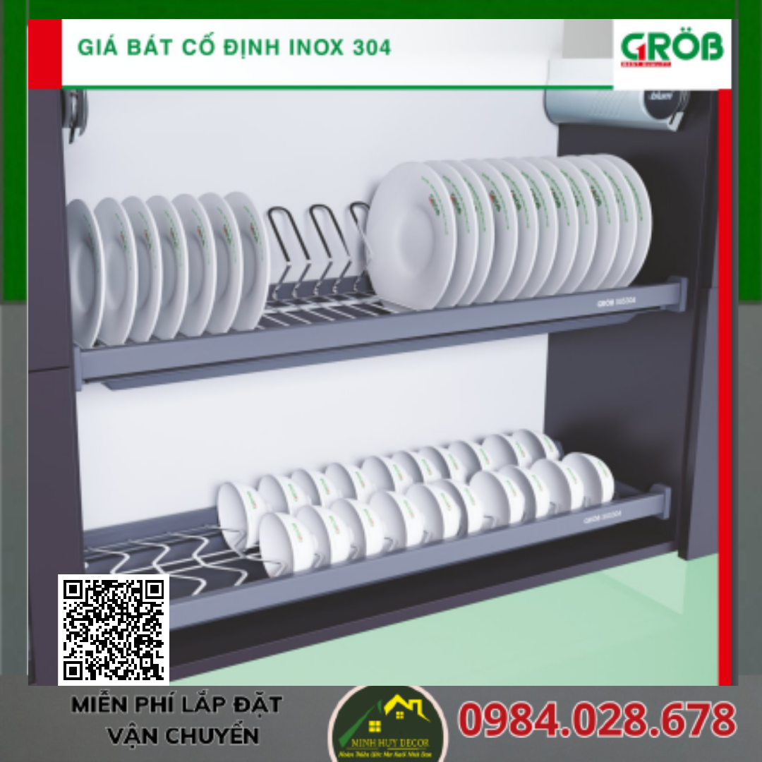 Giá Bát Cố Định nan Oval Inox mờ SUS 304